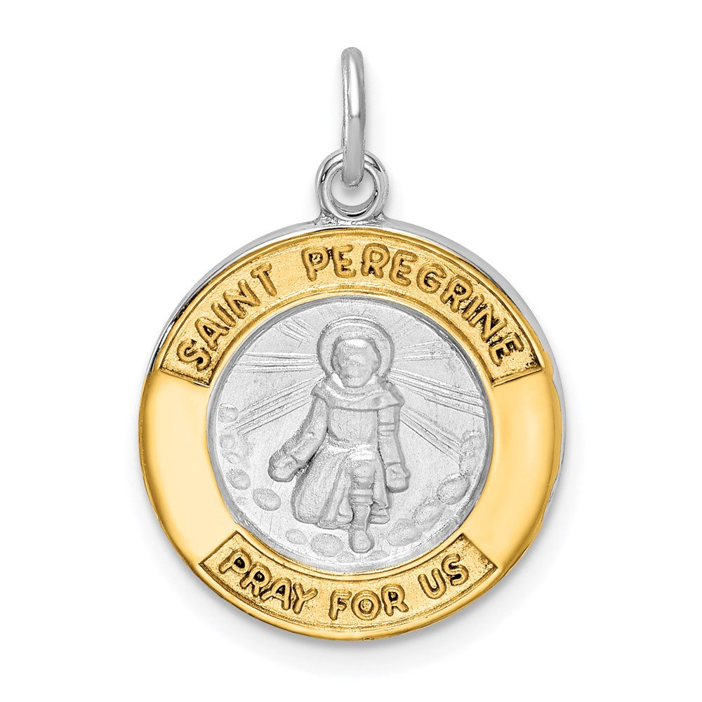 Sterling Silver Rhodium-Plated & Gold Tone St Peregrine Medal