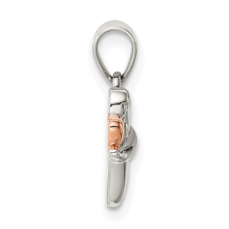 Sterling Silver Rose-Tone Polished Angel Pendant