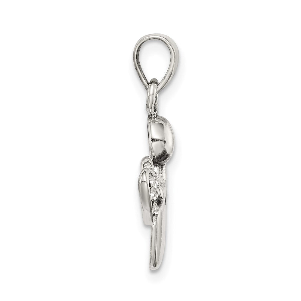 Sterling Silver Antiqued & Cz Angel Charm
