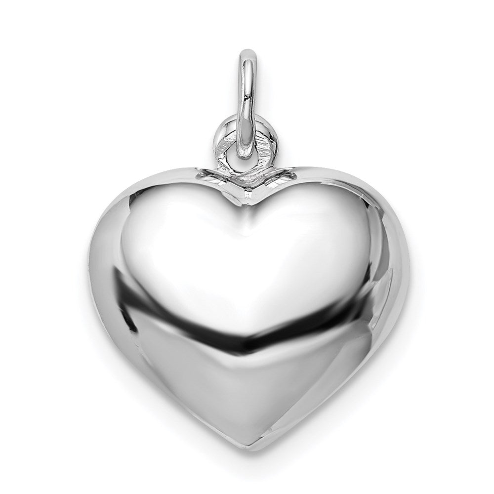 Sterling Silver Rhodium-Plated Brushed/Polished Reversible Puffed Heart Pen