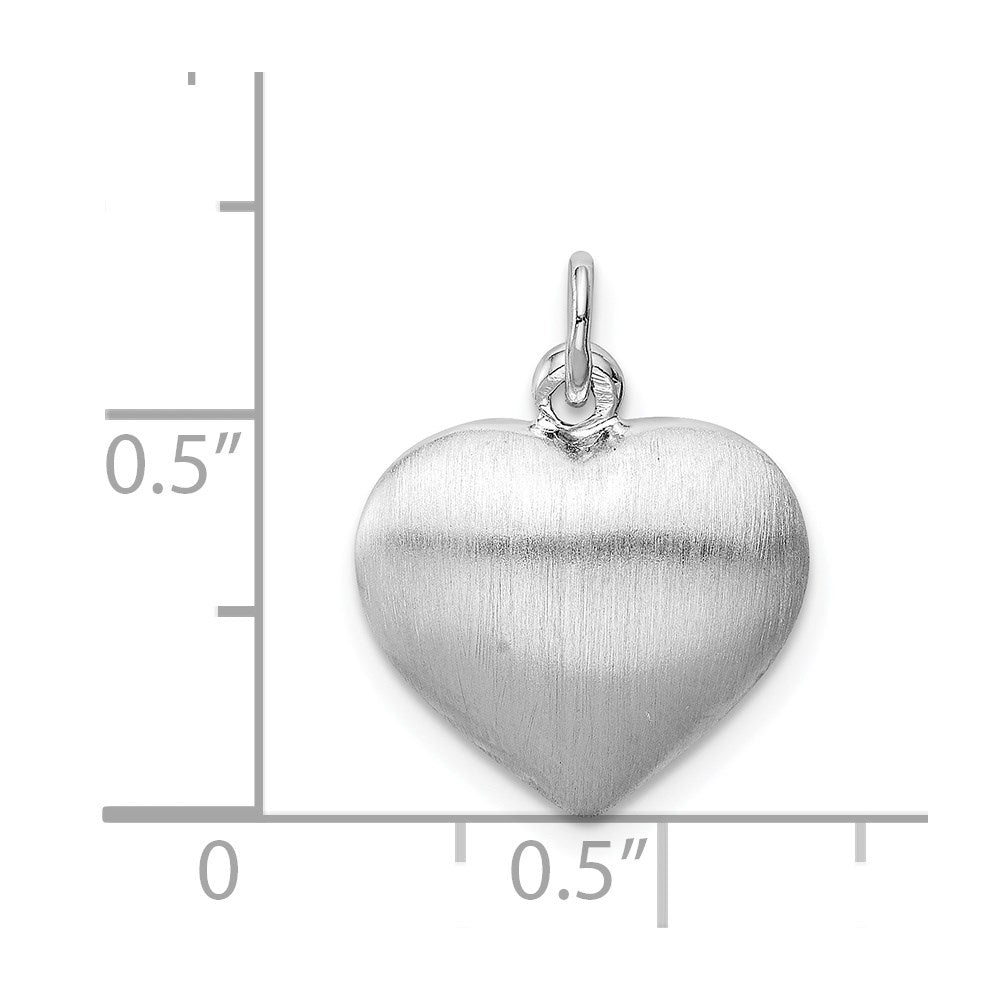 Sterling Silver Rhodium-Plated Brushed/Polished Reversible Puffed Heart Pen