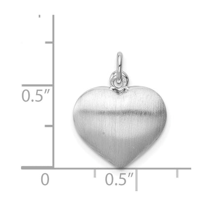 Sterling Silver Rhodium-Plated Brushed/Polished Reversible Puffed Heart Pen