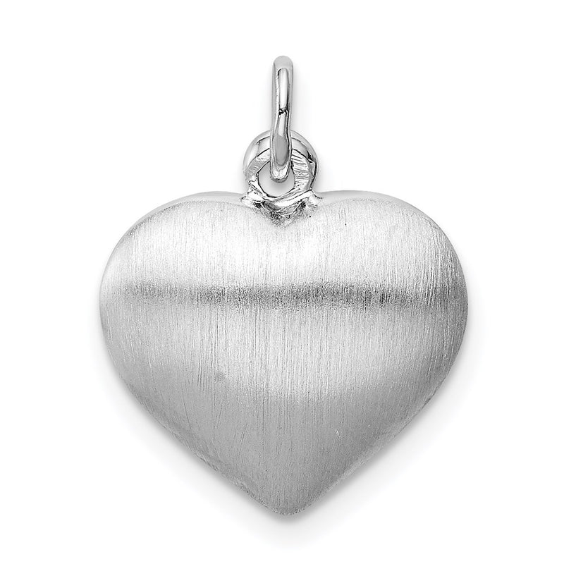 Sterling Silver Rhodium-Plated Brushed/Polished Reversible Puffed Heart Pen