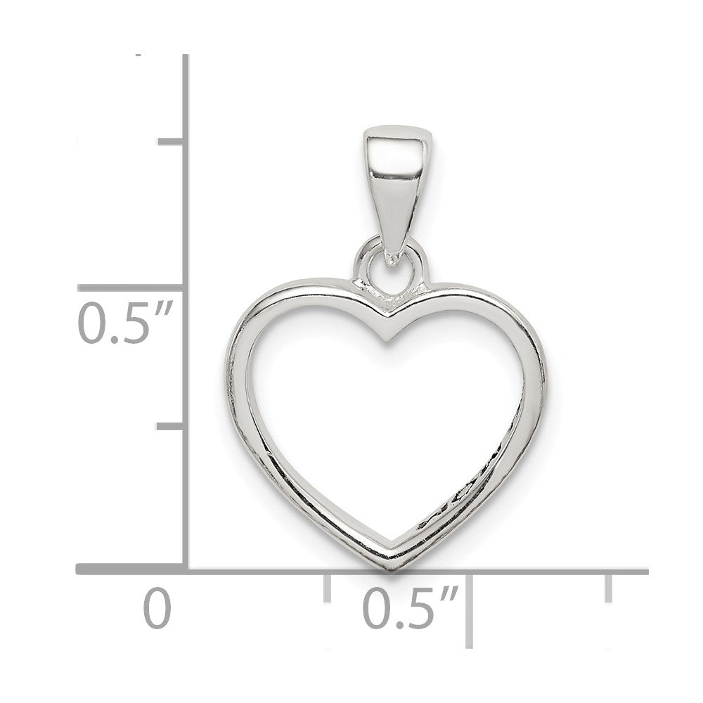 Sterling Silver Enamel Love You Mom Heart Pendant