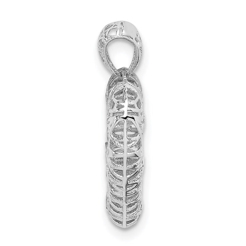 Sterling Silver Rhodium-Plated Polished D/C Heart Pendant