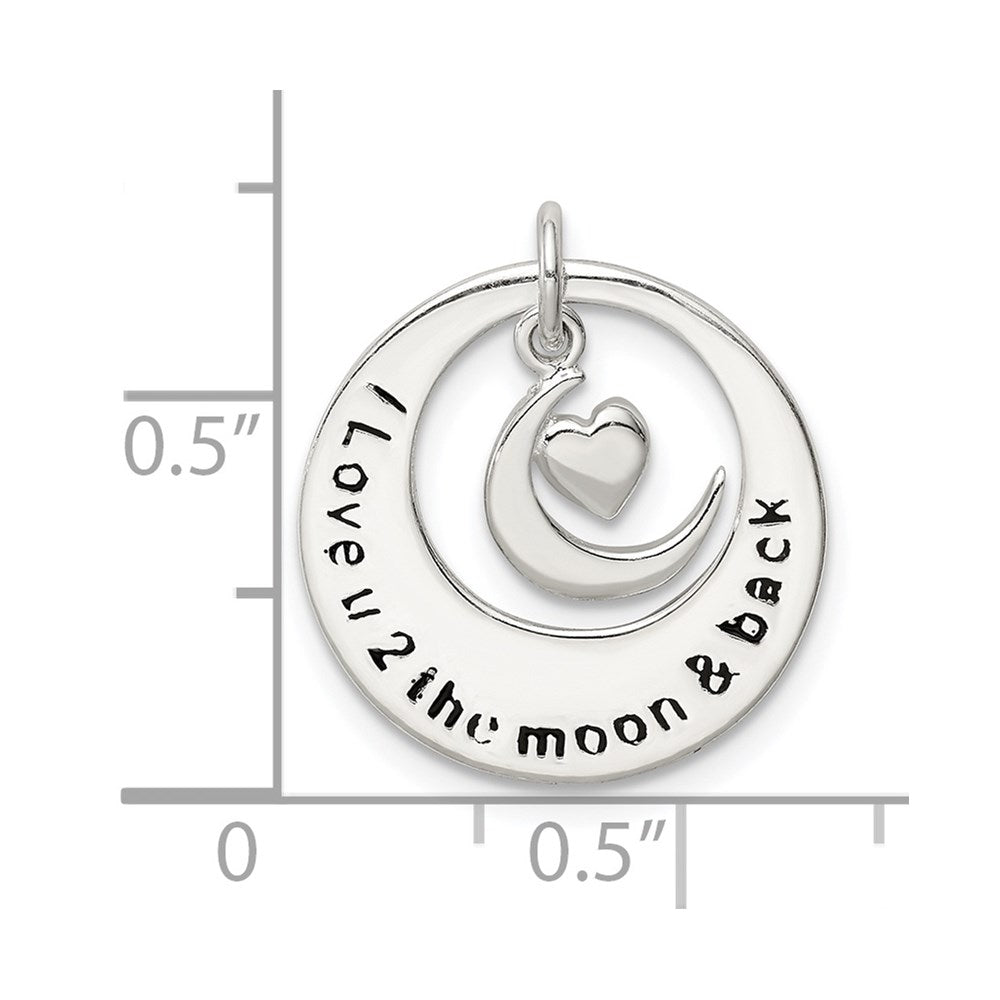 Sterling Silver Enamel I Love You To The Moon And Back Pendant