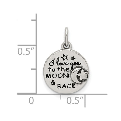 Sterling Silver Enamel Love You To The Moon & Back Charm Pendant