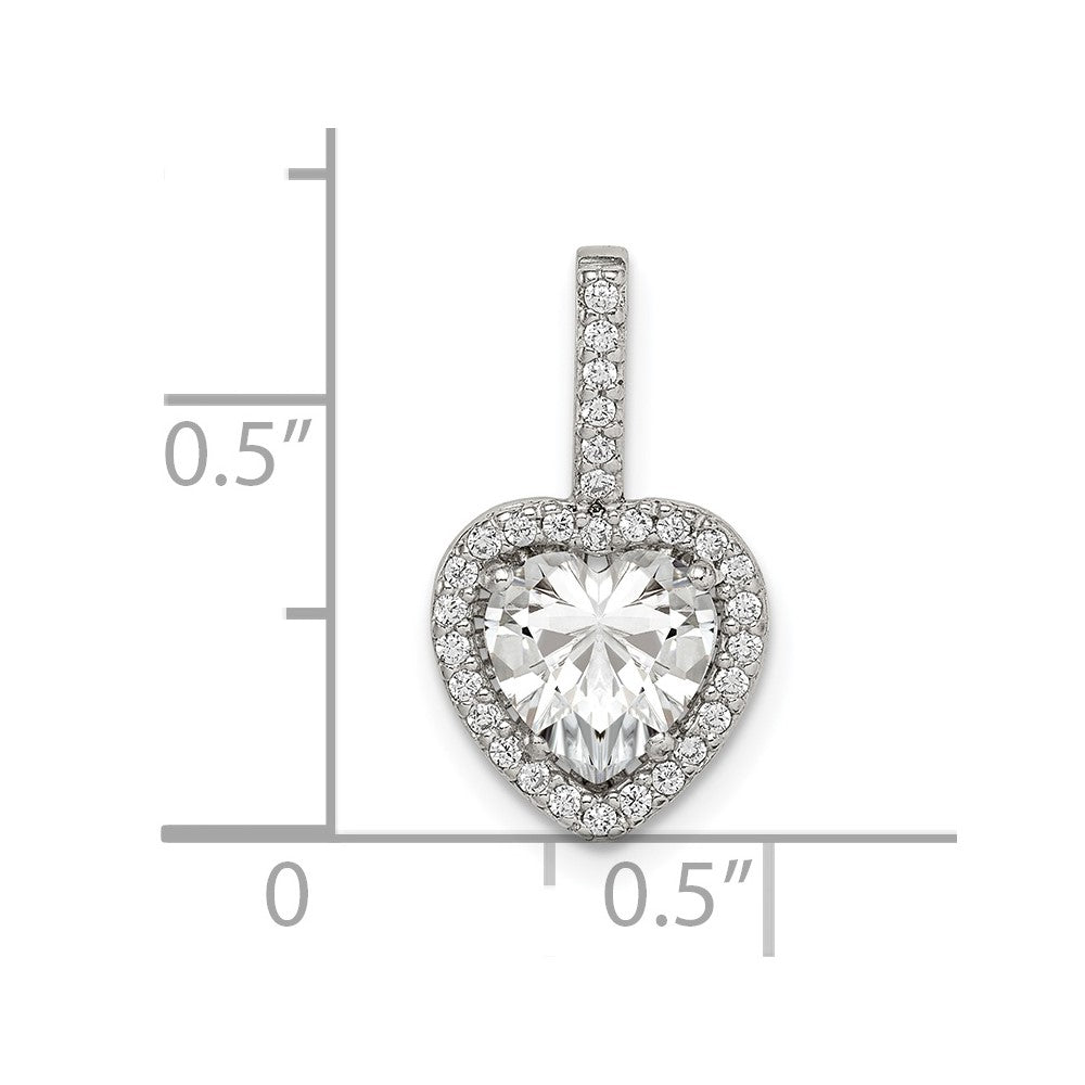 Sterling Silver Cz Heart Chain Slide