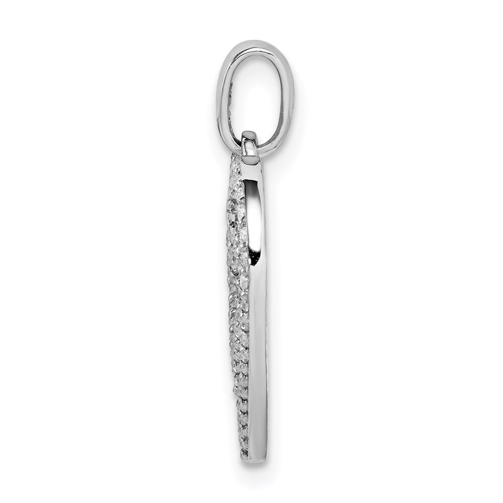 Sterling Silver Rhodium-Plated Cz Double Heart Pendant