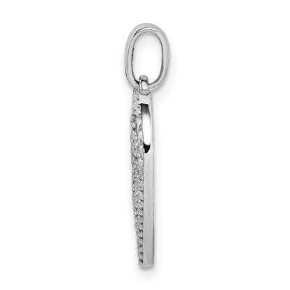 Sterling Silver Rhodium-Plated Cz Double Heart Pendant
