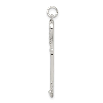 Sterling Silver Cz Heart Key Pendant