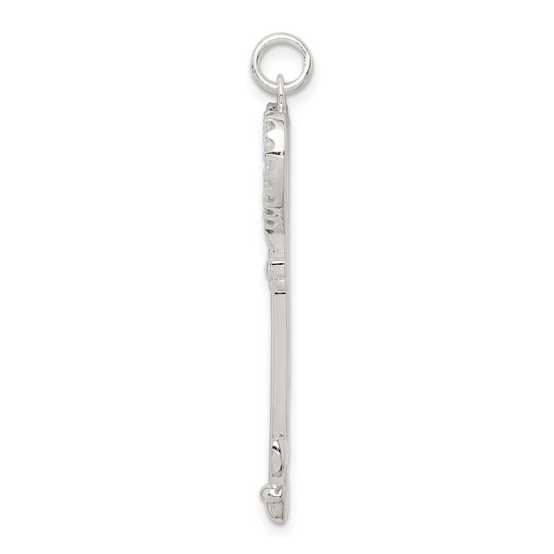 Sterling Silver Cz Heart Key Pendant