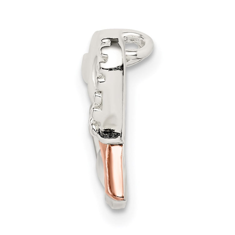 Sterling Silver Rhodium-Plated & Rose Tone Heart Chain Slide