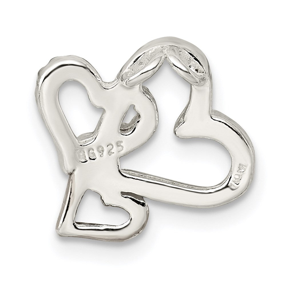 Sterling Silver Rhodium-Plated & Rose Tone Heart Chain Slide