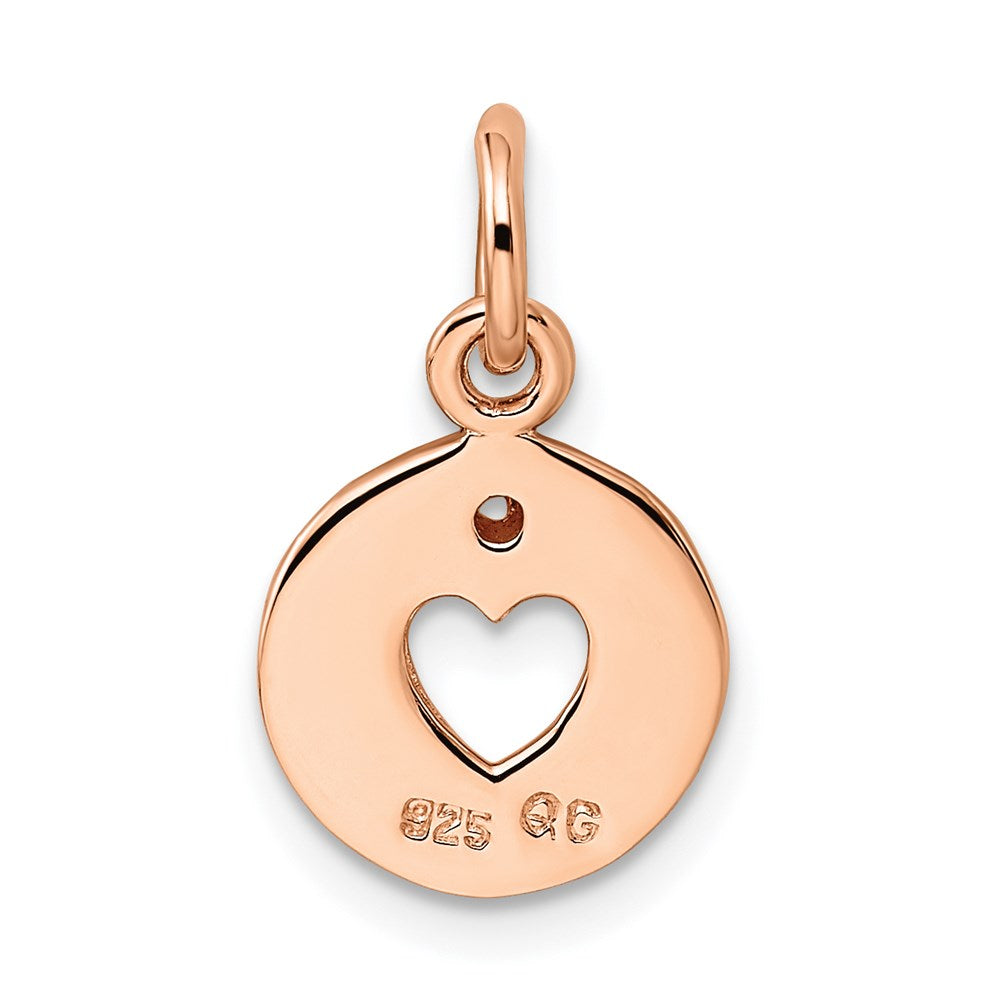 Sterling Silver Rhodium-Plated Rose-Tone & Diamond Open Heart Pendant