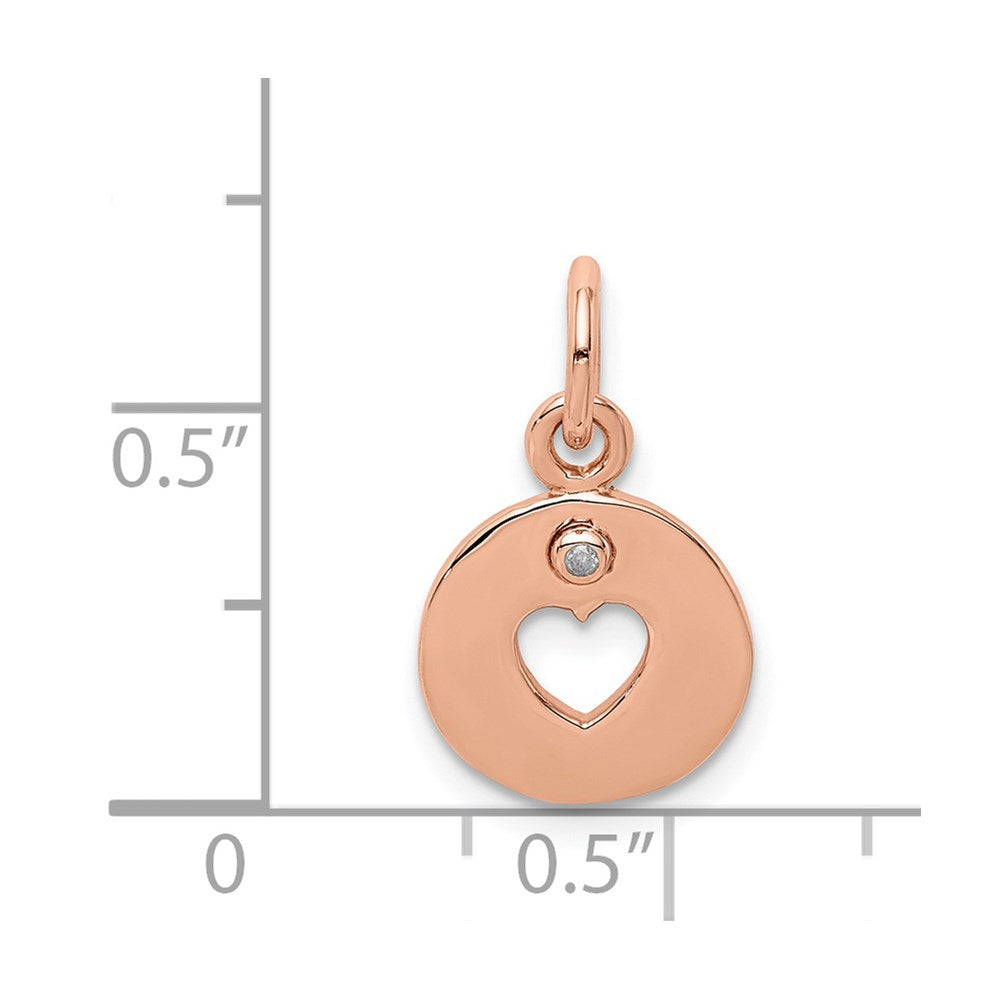 Sterling Silver Rhodium-Plated Rose-Tone & Diamond Open Heart Pendant