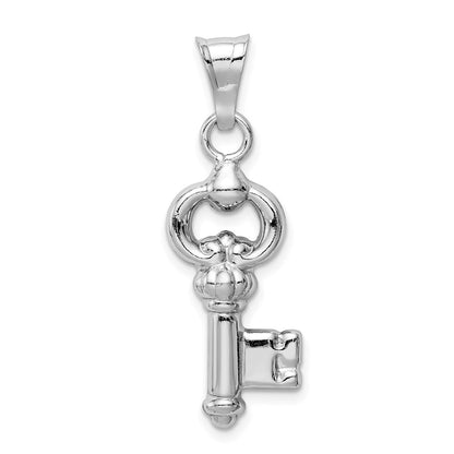 Sterling Silver Rhodium-Plated Polished Key Pendant