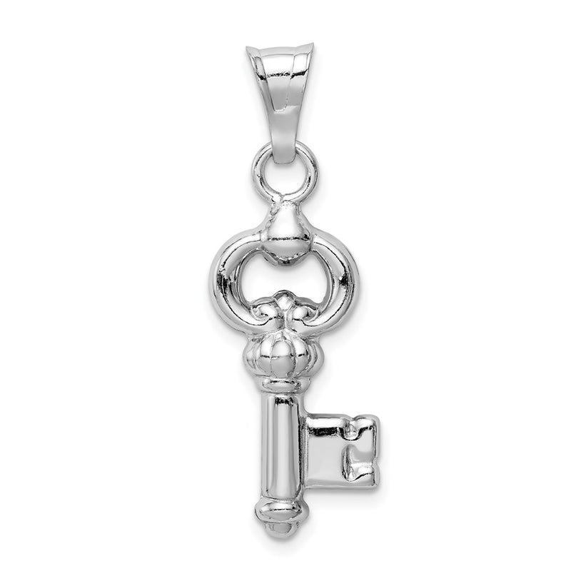Sterling Silver Rhodium-Plated Polished Key Pendant