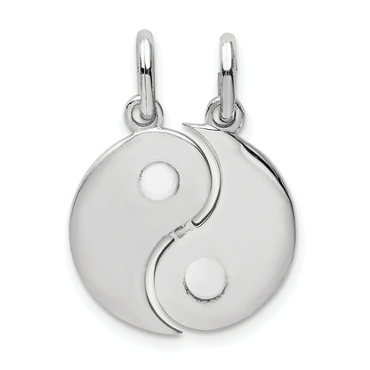 Sterling Silver Rhodium-Plate Brush & Polished Yin Yang Break Apart Pendant