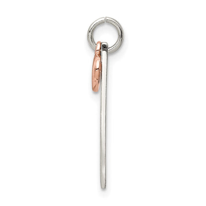 Sterling Silver & Rose-Tone Bar Heart Charm