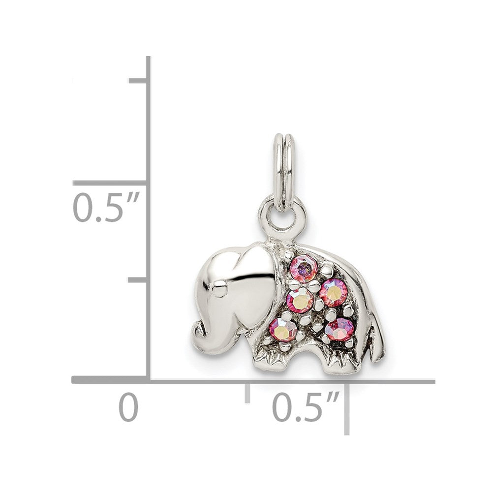 Sterling Silver Crystal Elephant Pendant
