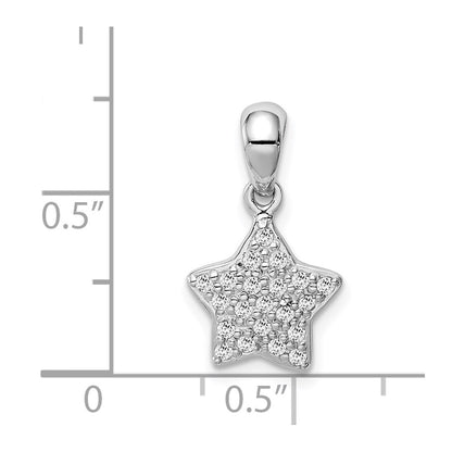 Sterling Silver Rhodium-Plated Cz Star Pendant