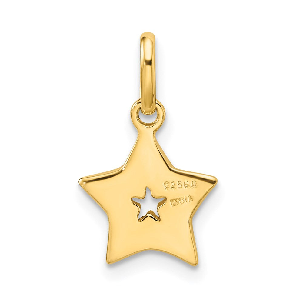 Sterling Silver Gold Tone Glitter Infused Star Pendant