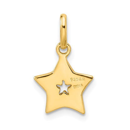 Sterling Silver Gold Tone Glitter Infused Star Pendant