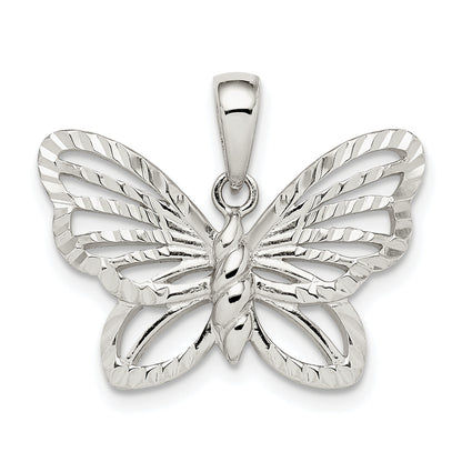 Sterling Silver Diamond-Cut Butterfly Pendant