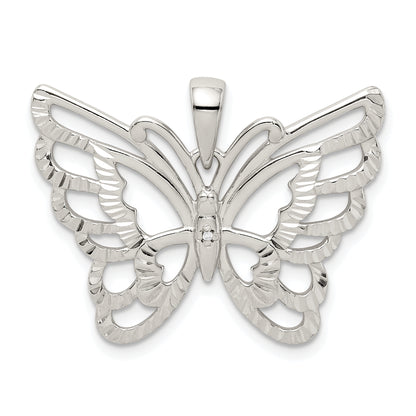 Sterling Silver Diamond-Cut Butterfly Pendant