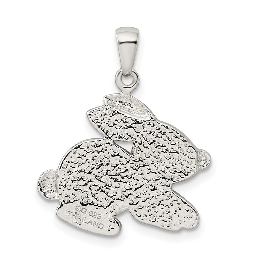 Sterling Silver Rhod-Pltd Imitation Pearl/Preciosa Crystal Rabbit Pendant