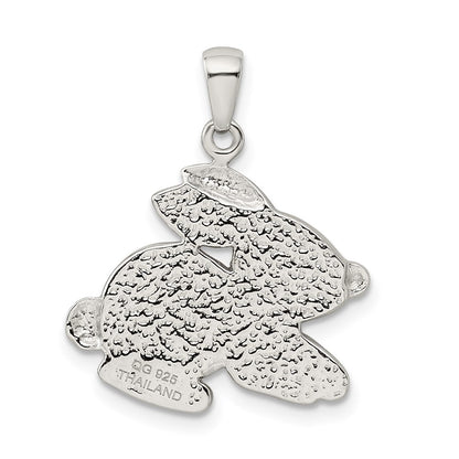 Sterling Silver Rhod-Pltd Imitation Pearl/Preciosa Crystal Rabbit Pendant