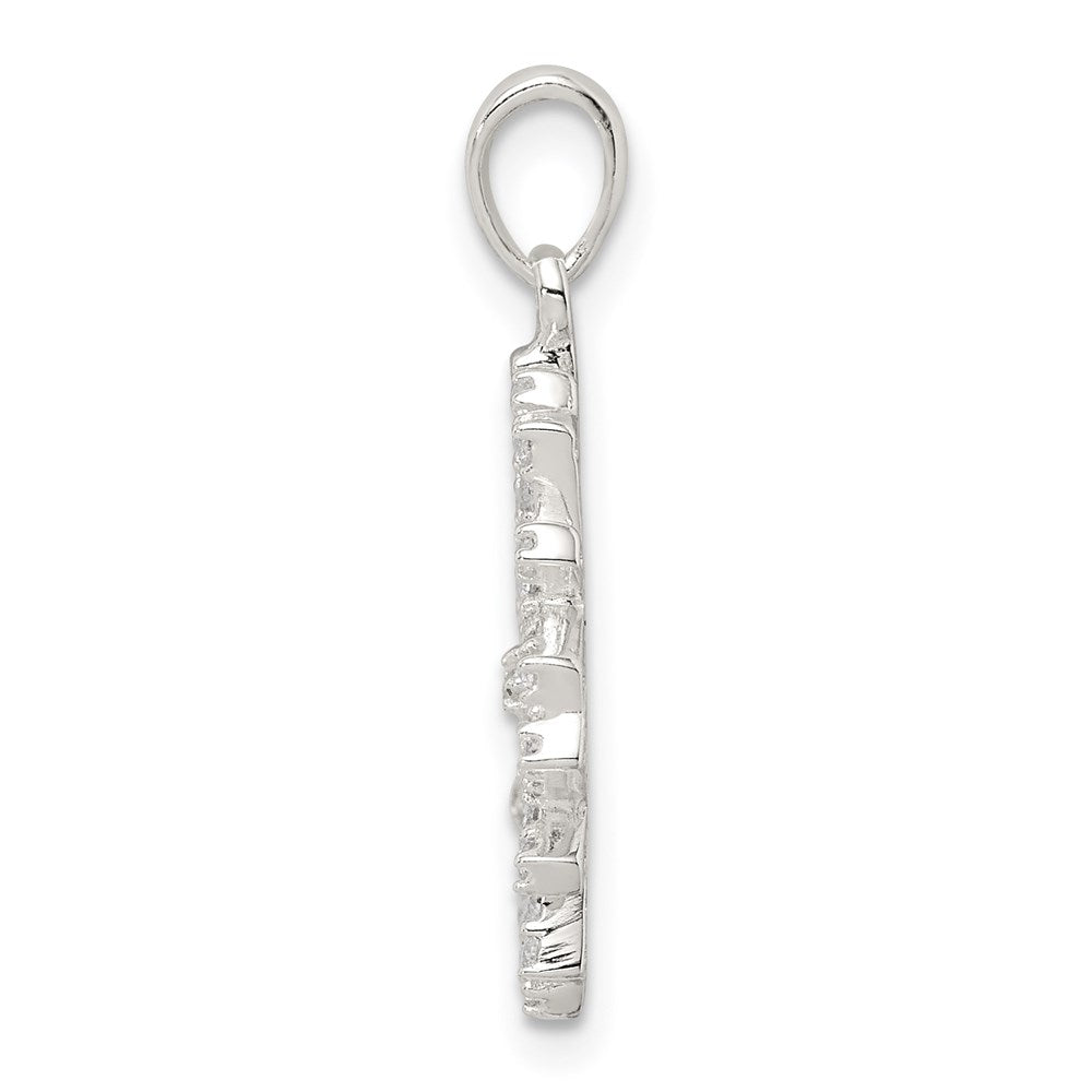 Sterling Silver Cz Snowflake Pendant