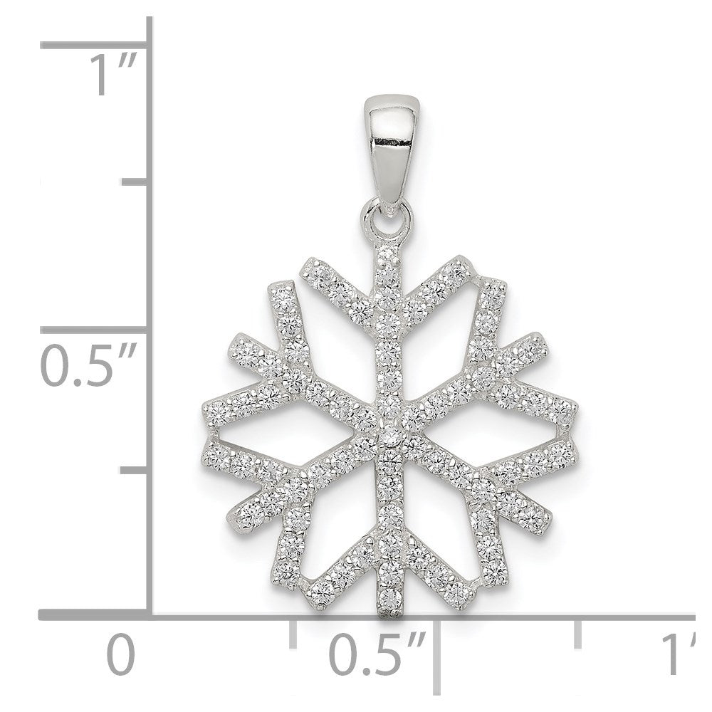 Sterling Silver Cz Snowflake Pendant