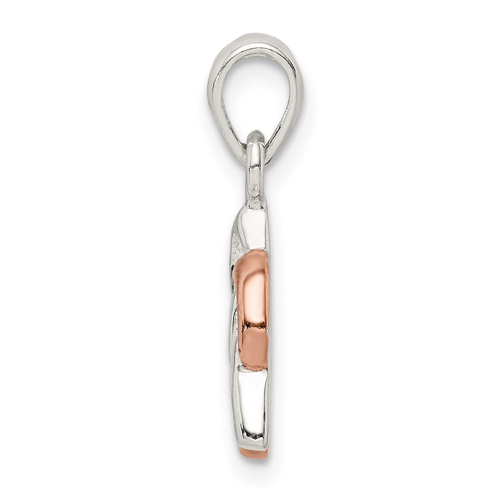 Sterling Silver Trinty Knot And Rose Tone Heart Pendant