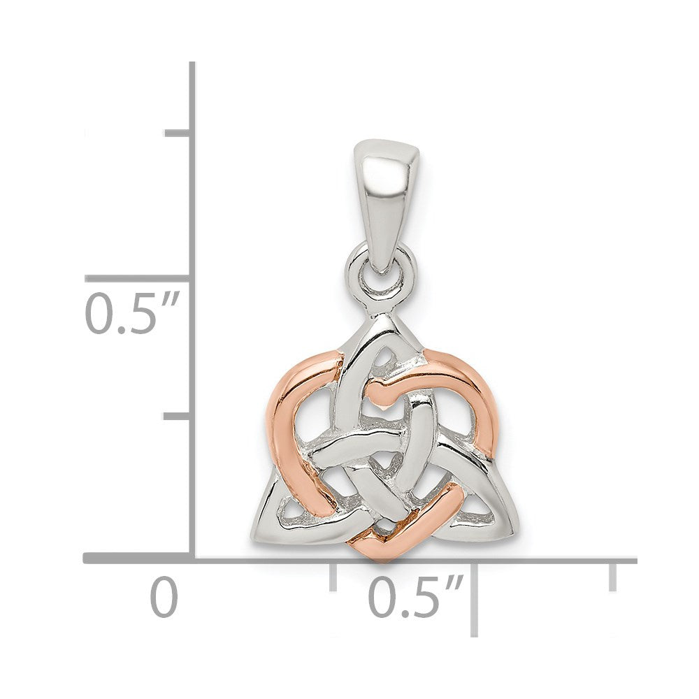 Sterling Silver Trinty Knot And Rose Tone Heart Pendant