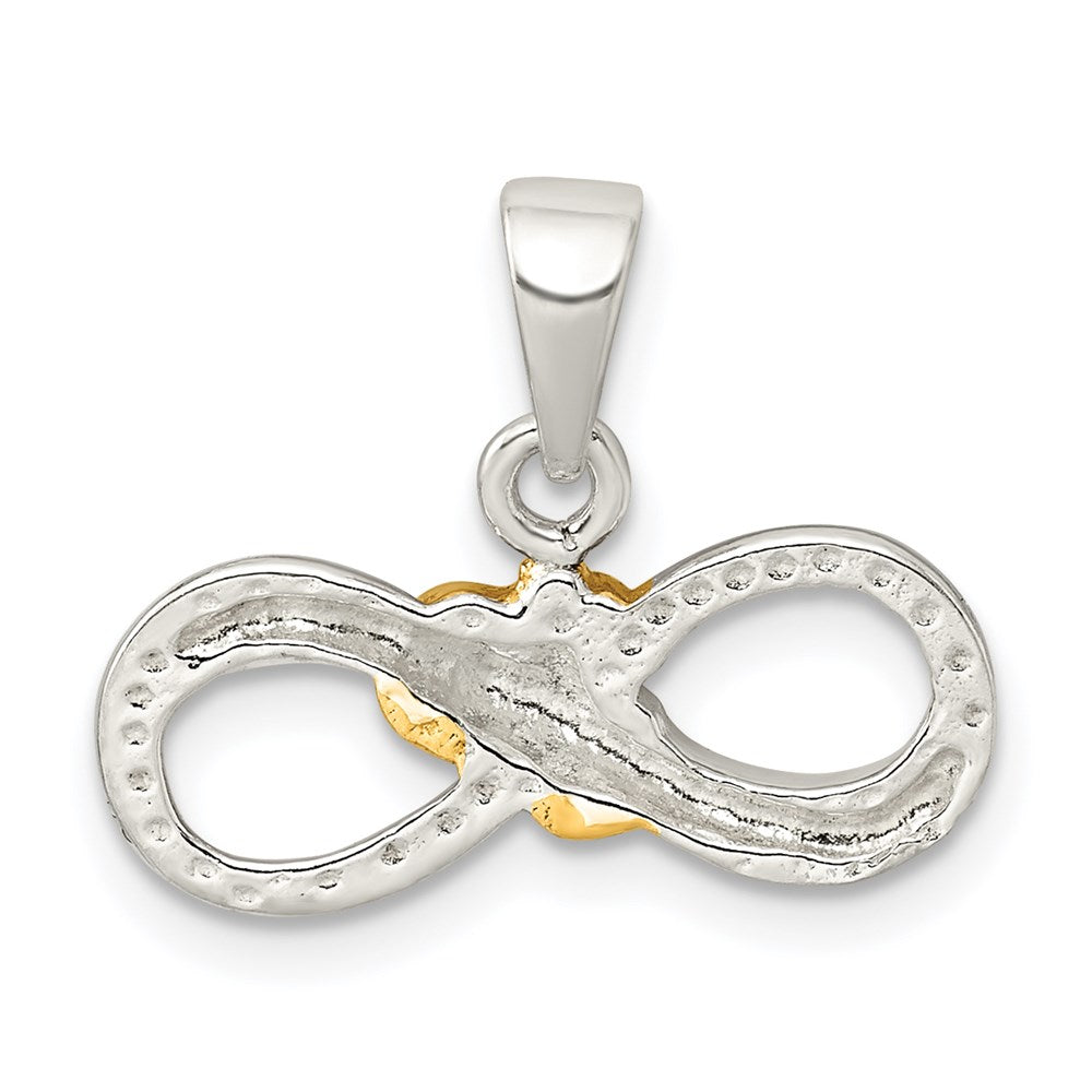 Sterling Silver & Gold Tone Claddagh D/C Infinity Pendant