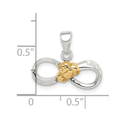 Sterling Silver & Gold Tone Claddagh D/C Infinity Pendant