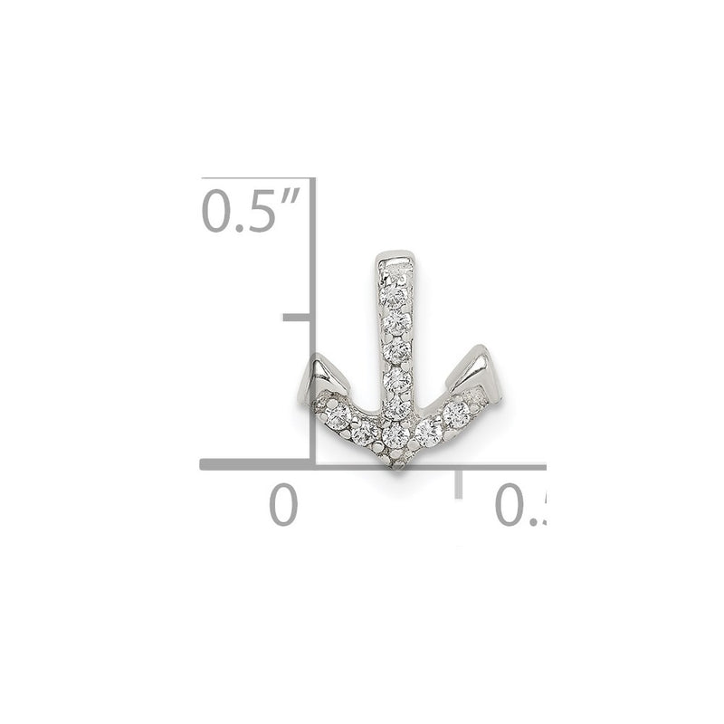 Sterling Silver Cz Anchor Chain Slide