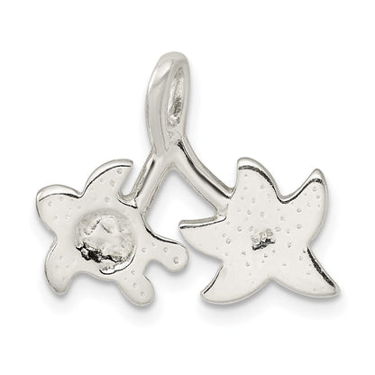 Sterling Silver Glitter Infused Star Fish And Turtle Chain Slide