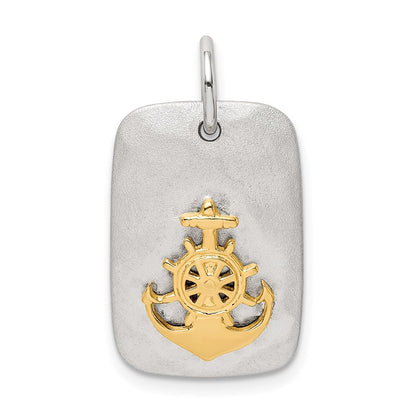 Sterling Silver Gold-Tone Anchor Brushed Pendant