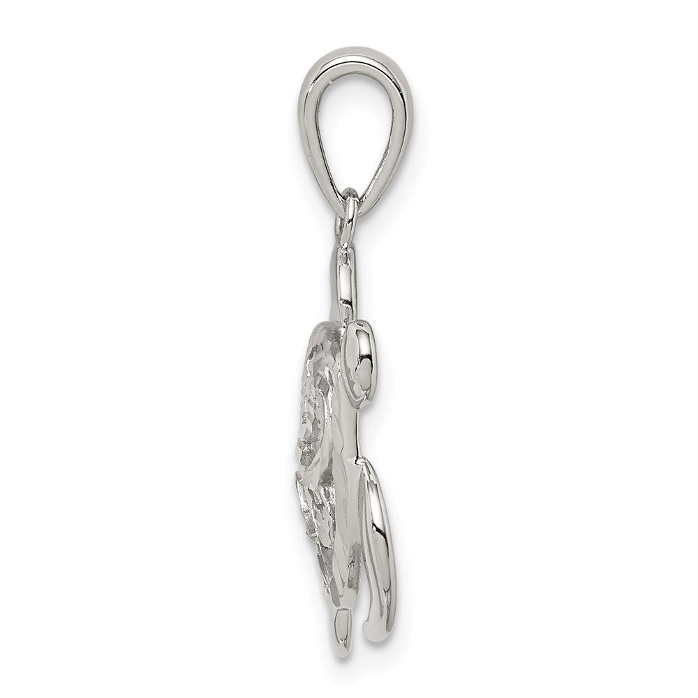 Sterling Silver Diamond-Cut Turtle Pendant