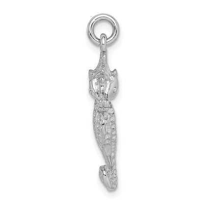 Sterling Silver Rhodium-Plated Seahorse Charm