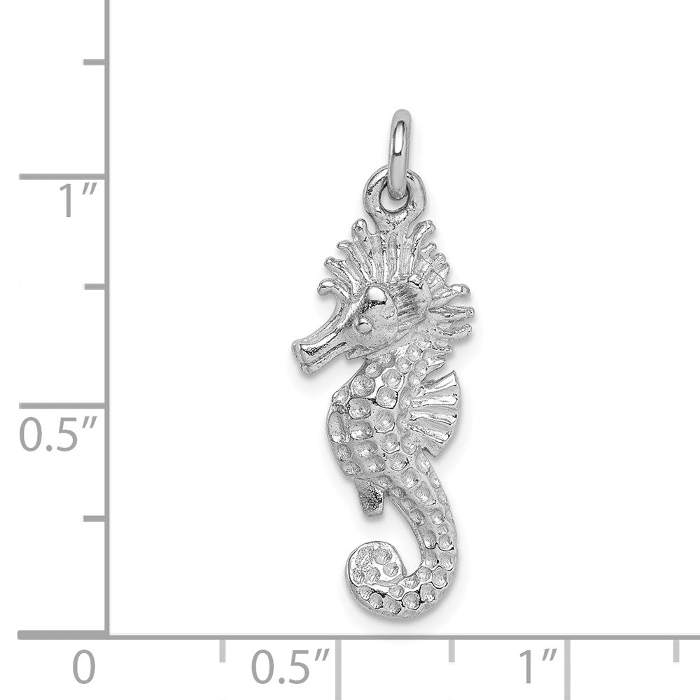 Sterling Silver Rhodium-Plated Seahorse Charm