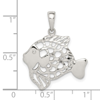 Sterling Silver Diamond-Cut Fish Pendant