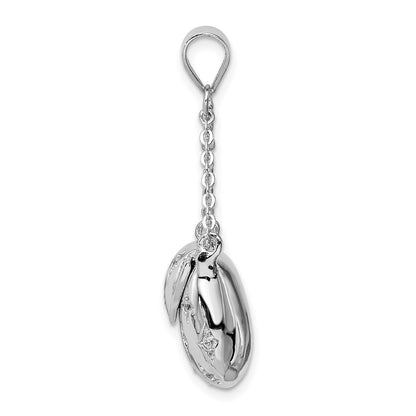 Sterling Silver Rhodium-Plated Cz Handbag Pendant