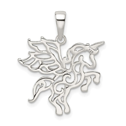Sterling Silver Diamond-Cut Unicorn Pendant