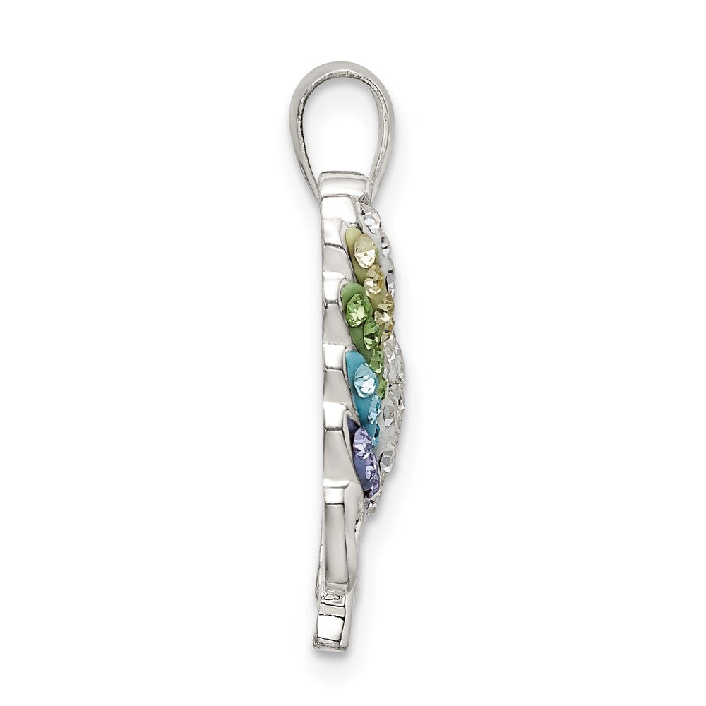 Sterling Silver Rhod-Pltd Multi-Color Preciosa Crystal Unicorn Pendant
