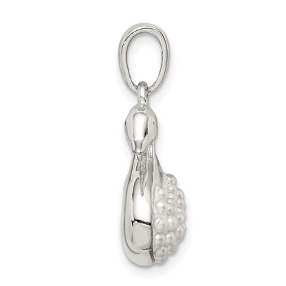 Sterling Silver Rhodium-Plated Imitation Pearl Swan Pendant