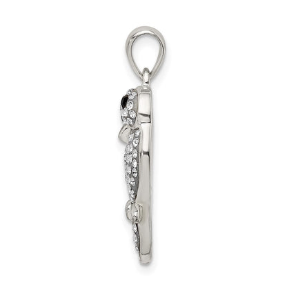Sterling Silver Rhodium-Plated Preciosa Crystal Parrot Couple Pendant